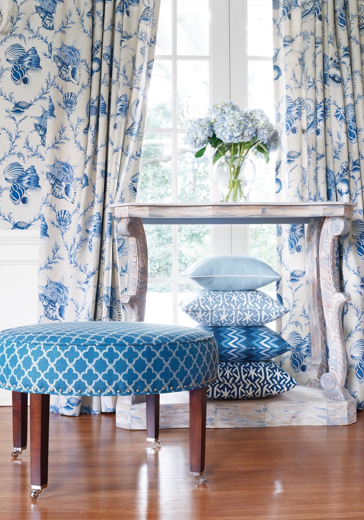 Lovely Assortment Of Fabrics Accented By Blue Hydrangeas