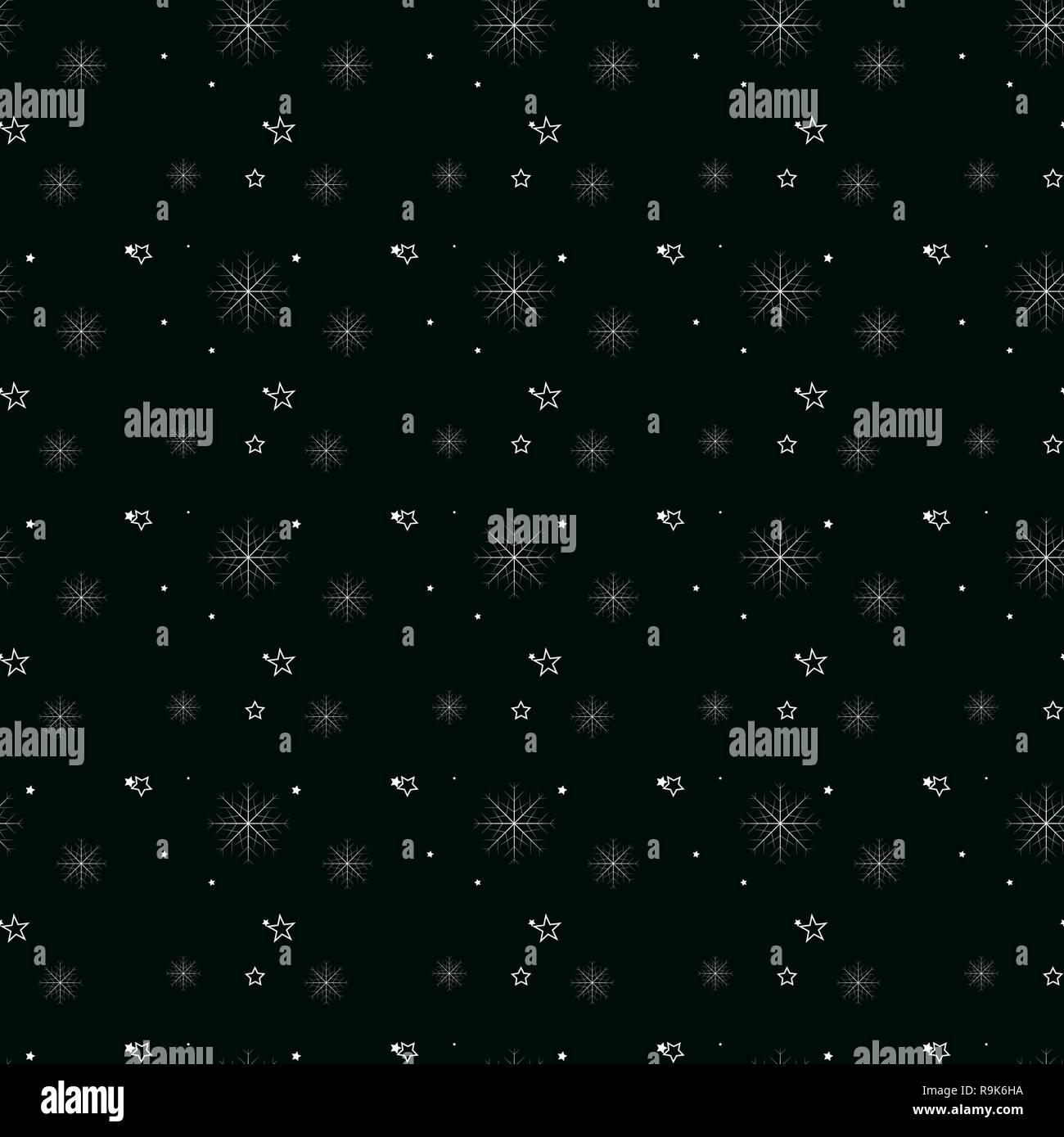 Snowflake simple seamless pattern on black Abstract wallpaper