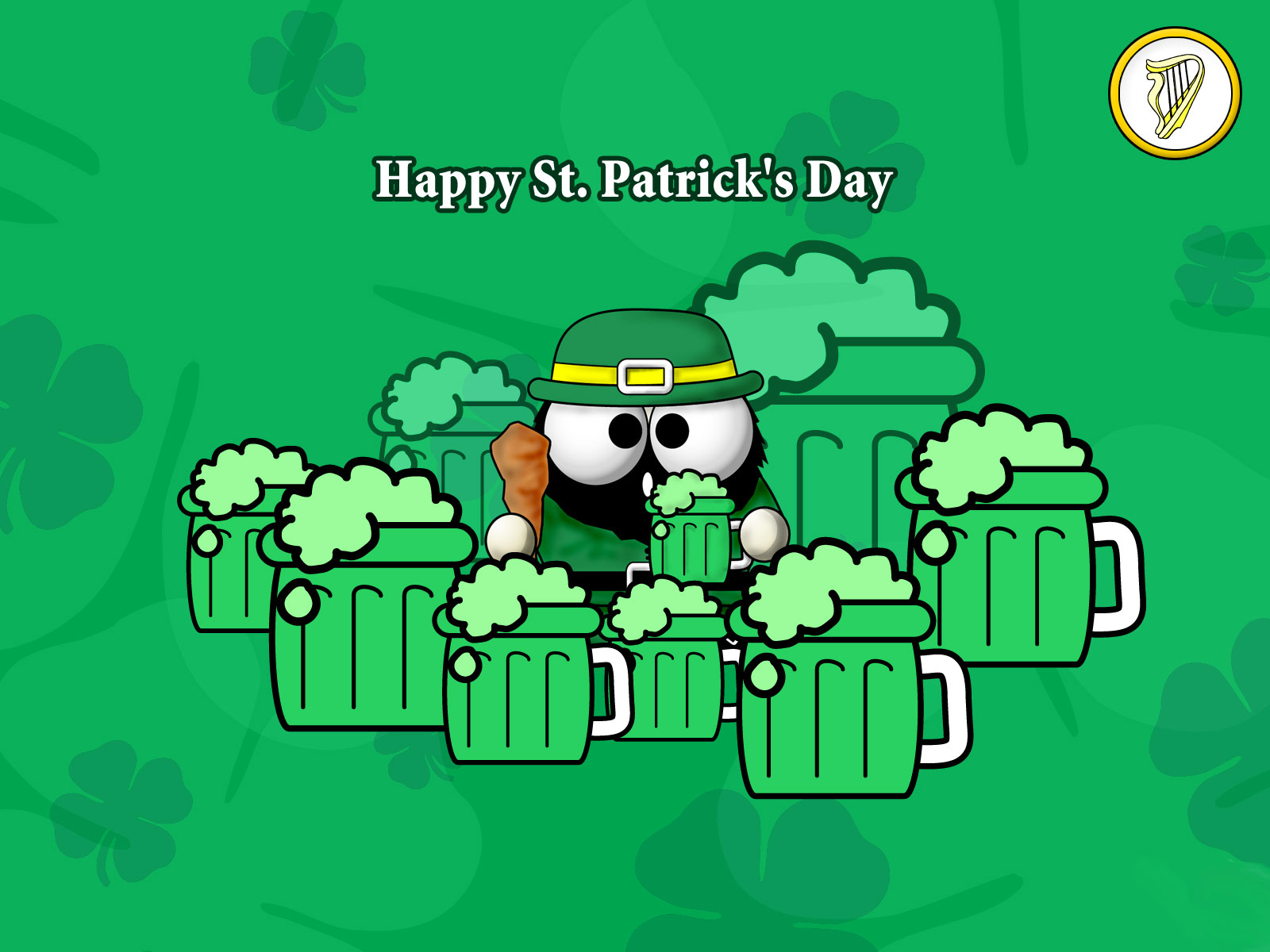 St Patrick S Day Leprechaun And Green Beer Wallpaper
