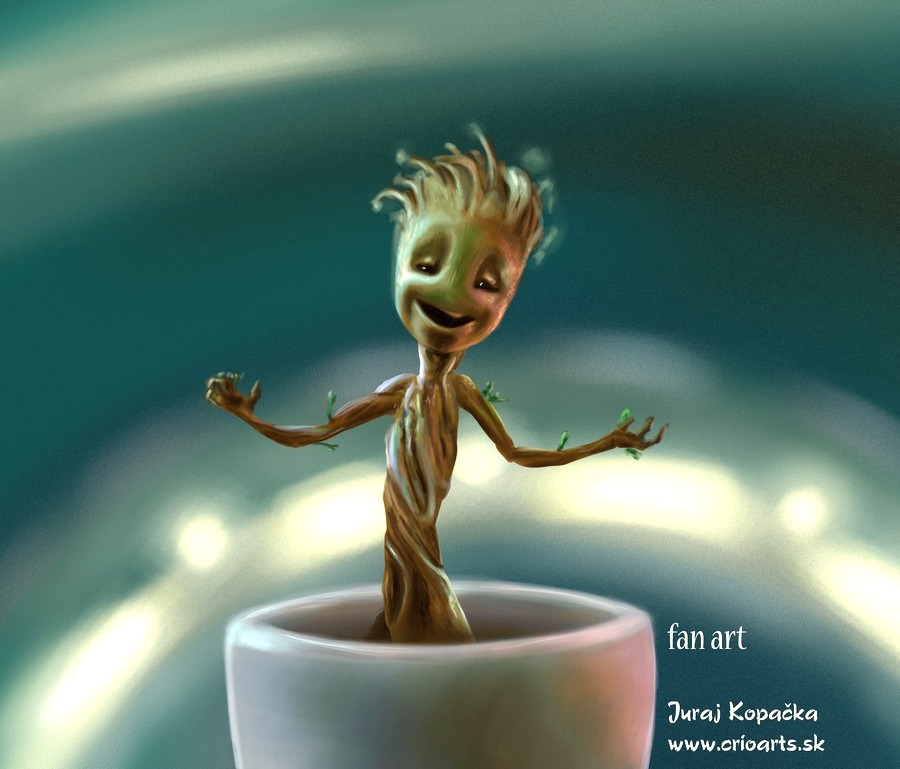 Little Baby Groot Dancing Fan Art By Crioarts
