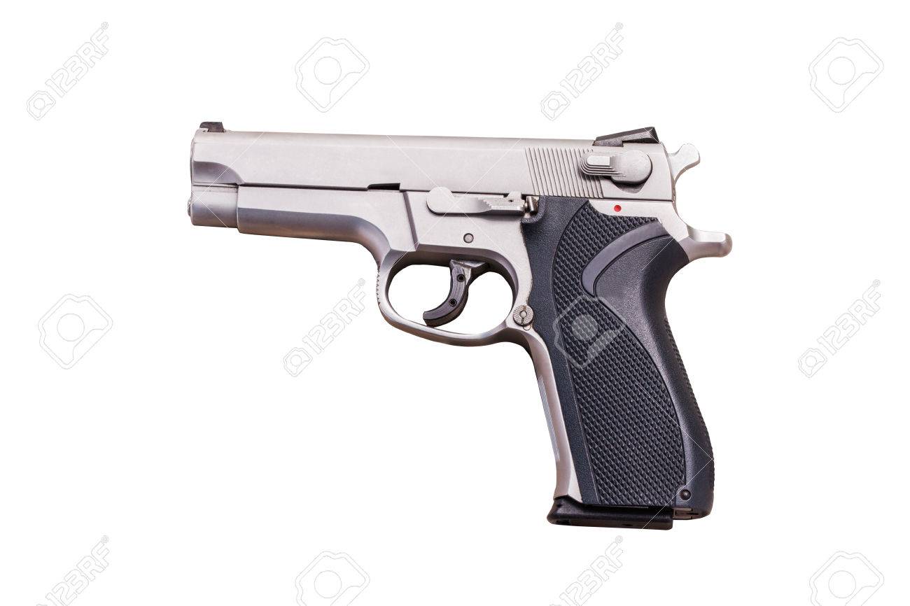 Use Modern Handgun M9 Close Up Isolated On A White Background