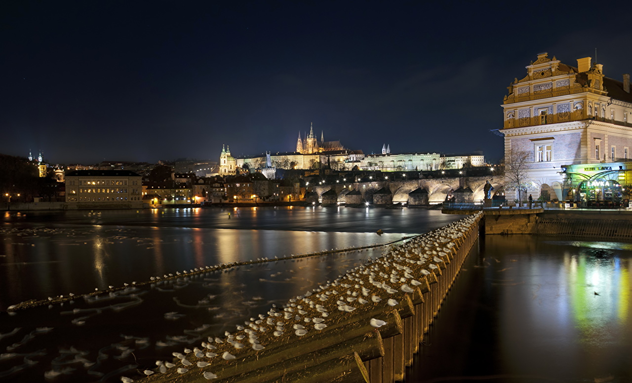 Photos Prague Czech Republic Night Cities