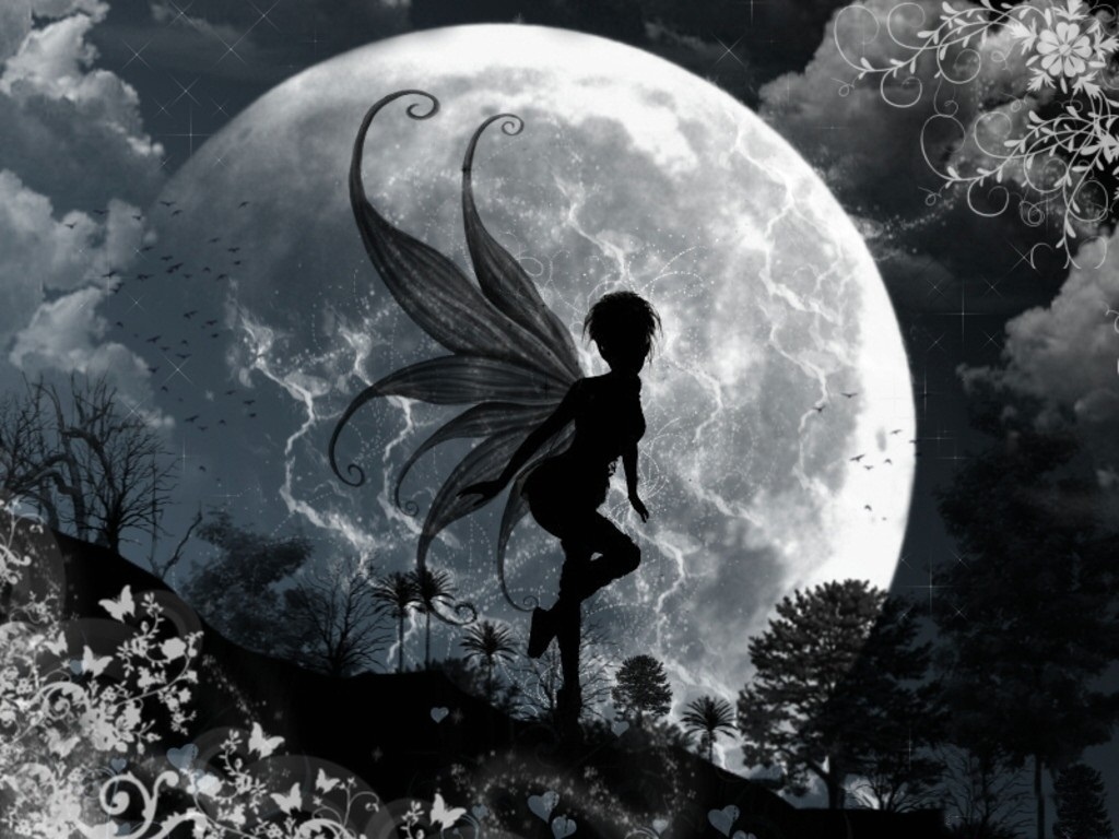 Desktop Dark Fairy Wallpaper Moon