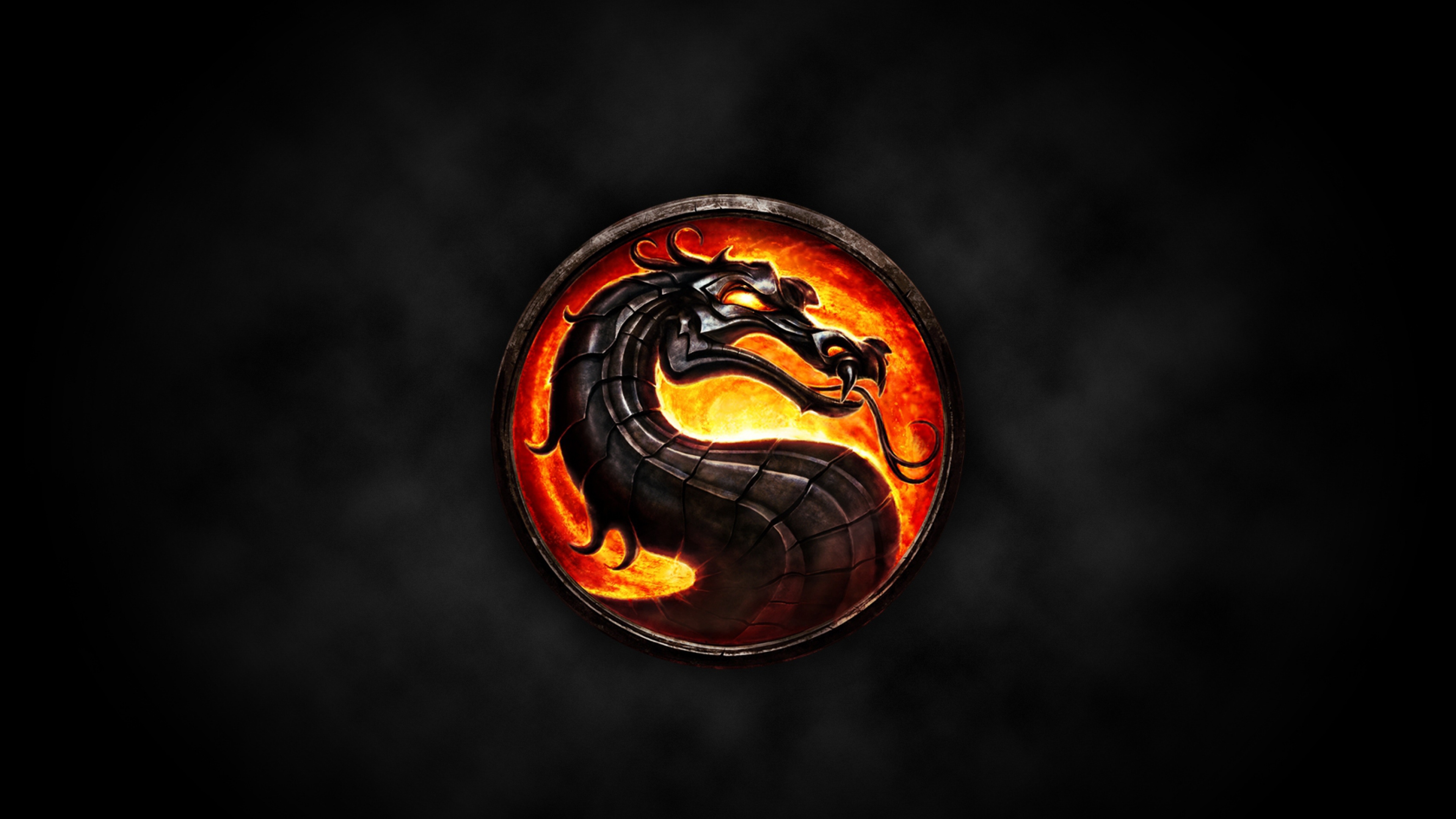 Wallpaper Mortal Kombat Dragon Circle Smoke Fire 4k