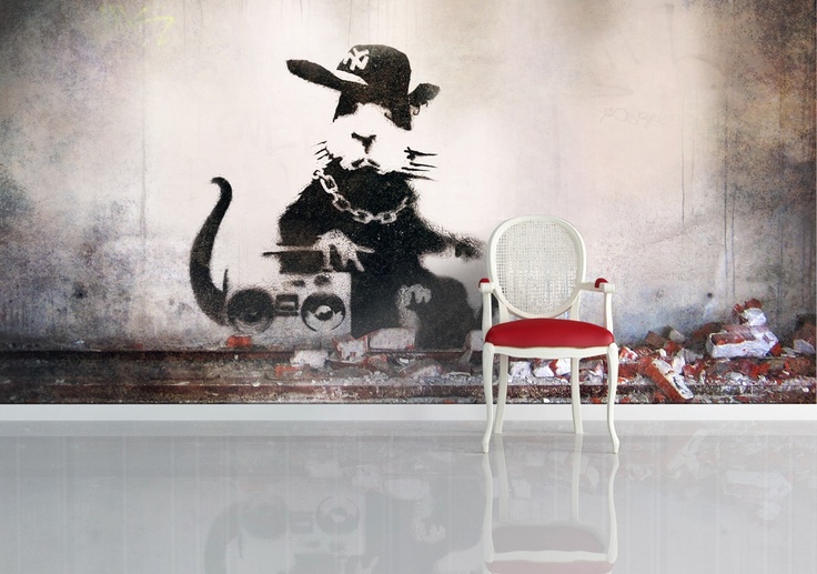 Banksy Rapping Rat Mural Wallpaper Available At Wallpapered
