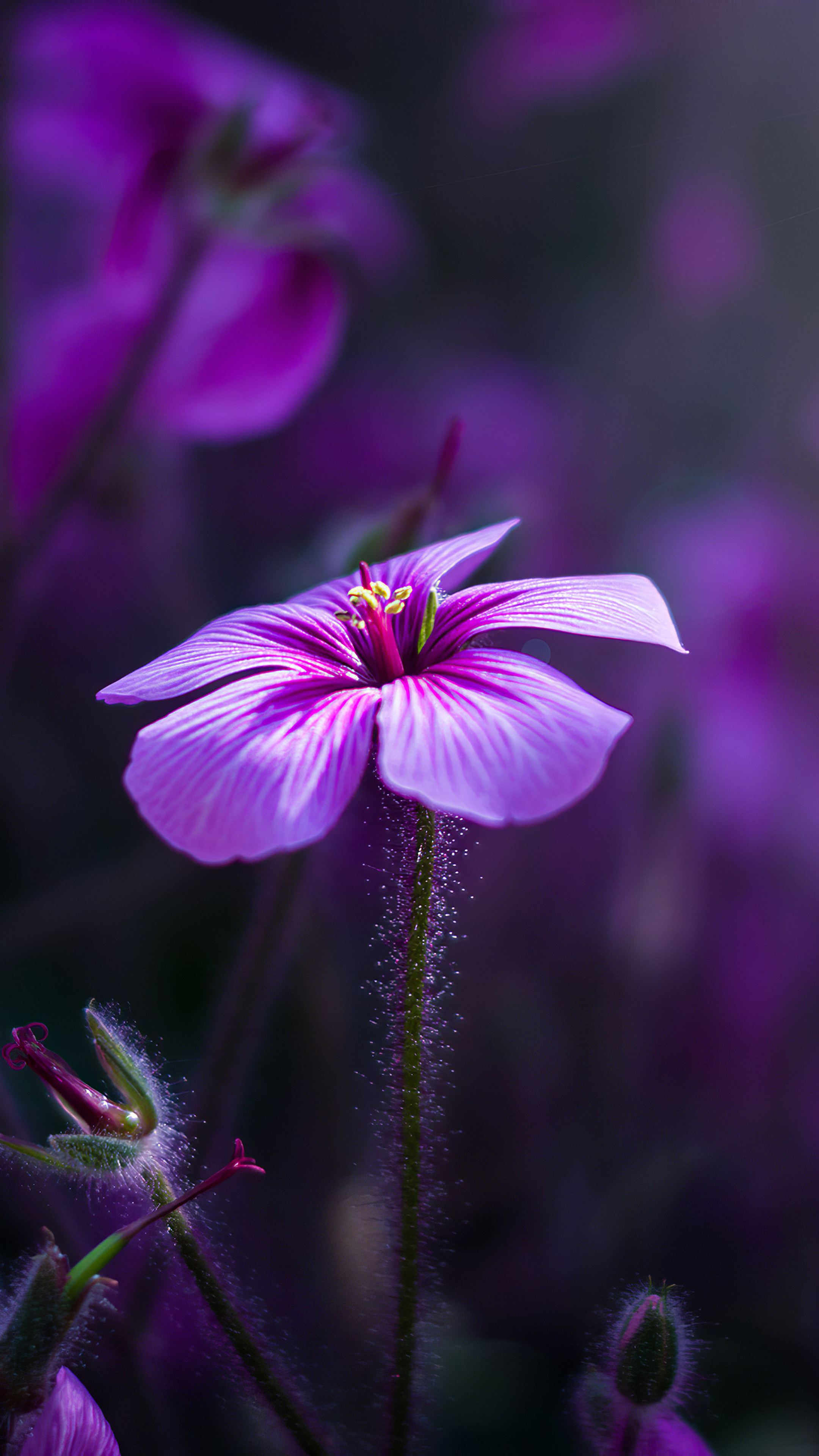 Purple Flowers Macro 4k Sony Xperia X Xz Z5 Premium HD Wallpaper Image