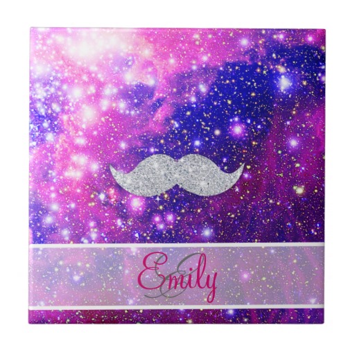 Galaxy Mustache Wallpaper Monogram Pink Space