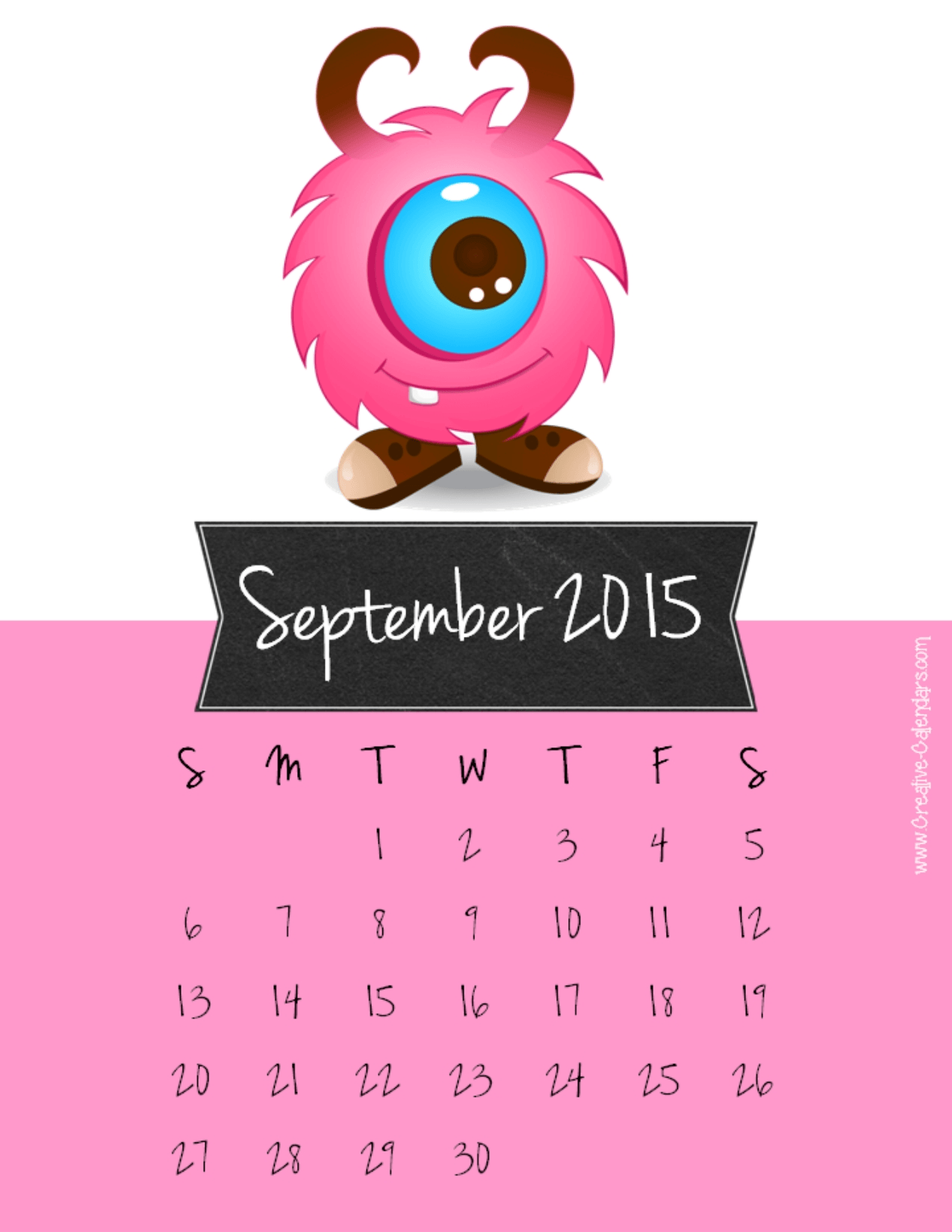 September Printable Calendar With A Pink Background