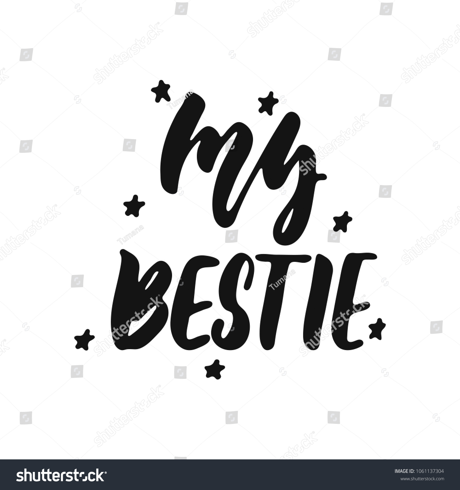 My Bestie Hand Drawn Lettering Phrase Stock Vector Royalty