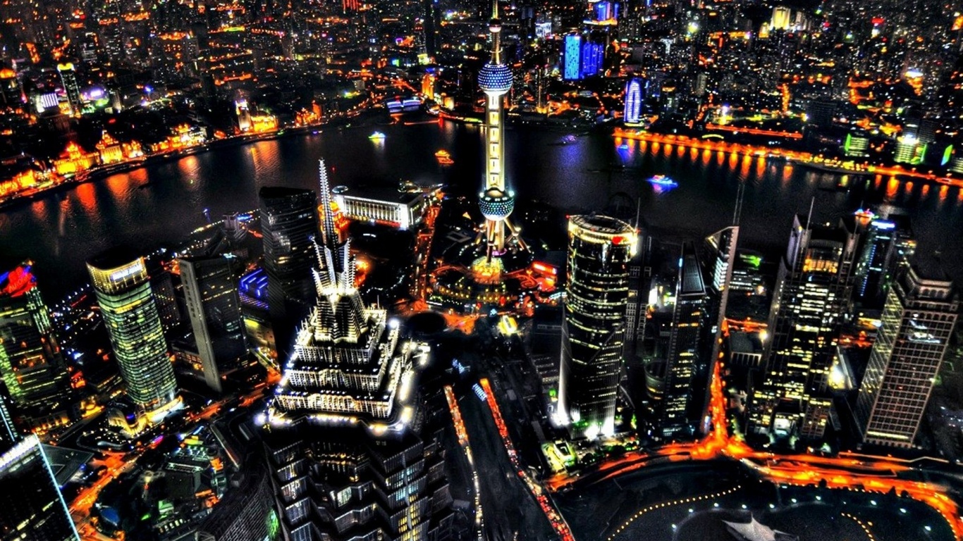 Pearl And Pudong Shanghai Night Wallpaper In Resolution