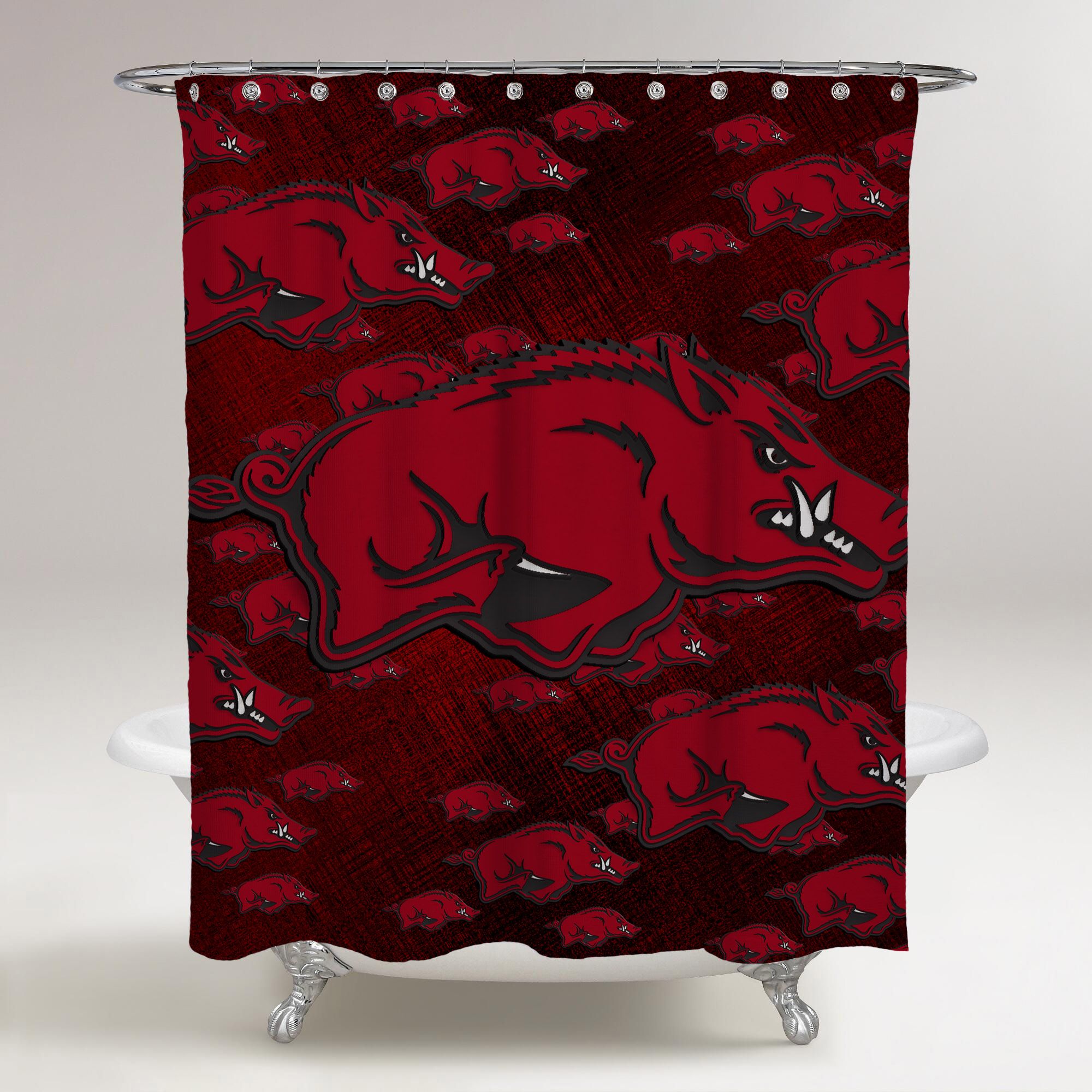 Arkansas Razorbacks Logo Wallpaper Red Background Shprinted Shower