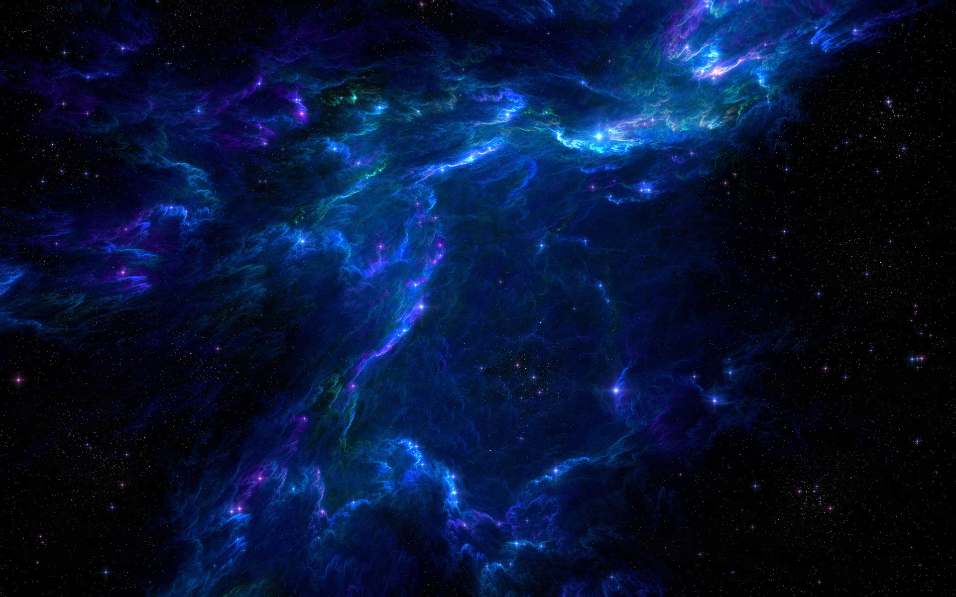 Blue Outer Space Stars Nebulae Gas Wallpaper
