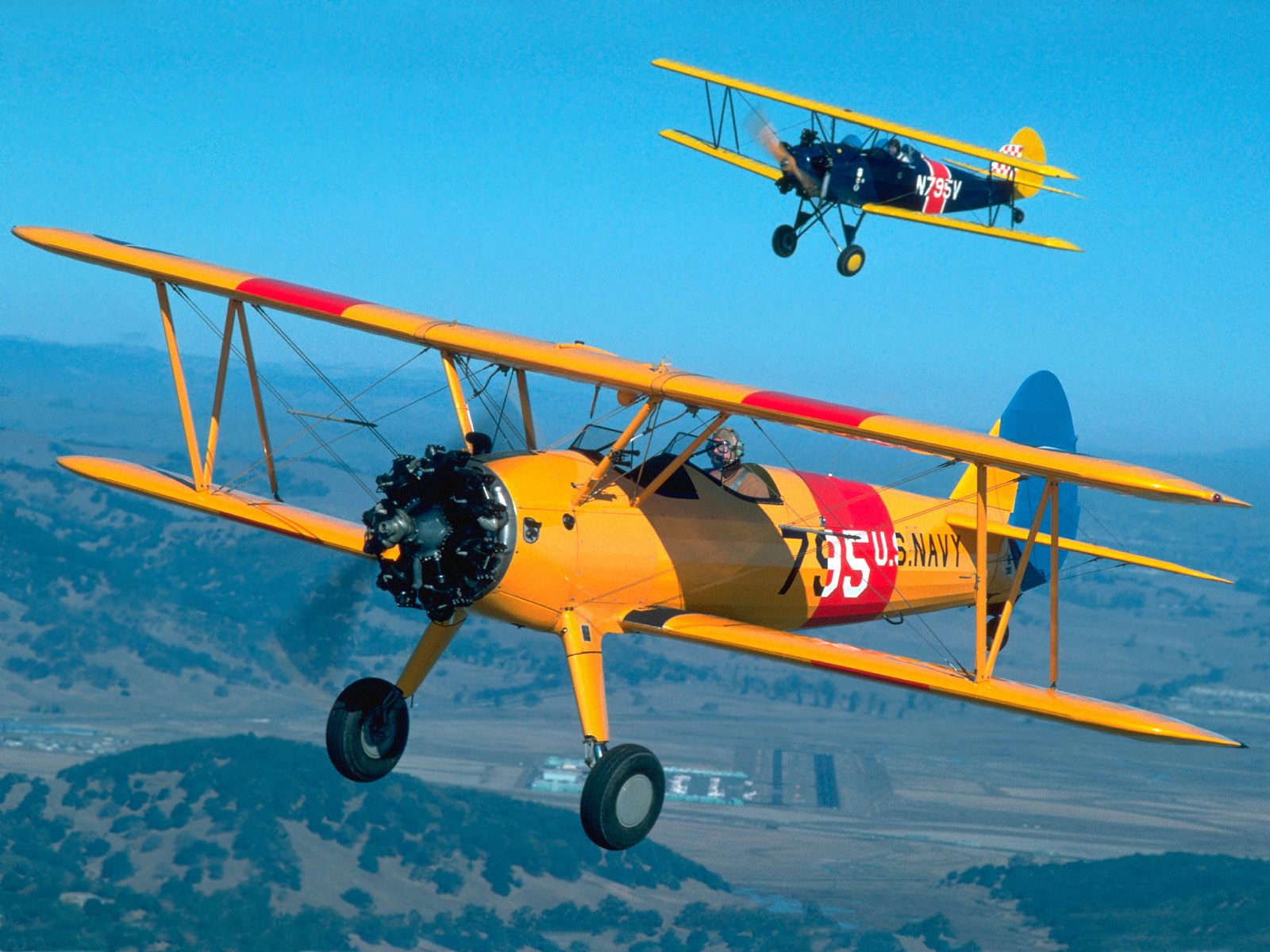Bi Planes In Flight Transport Wallpaper Image Featuring Aircraft