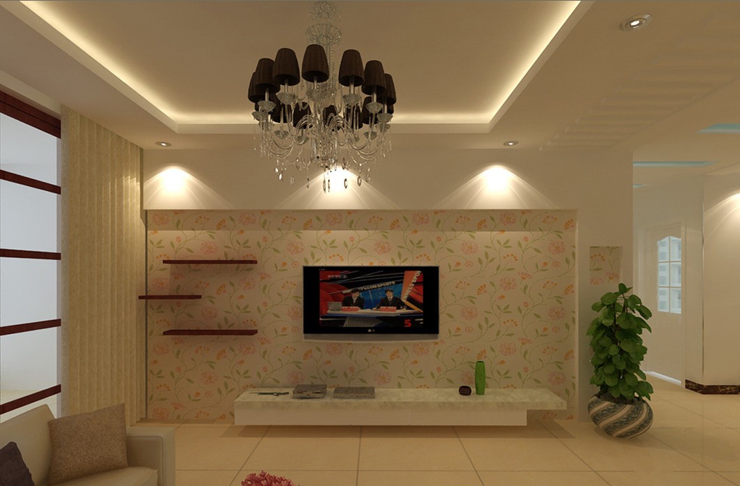 Living Room Lighting And Tv Wall Wallpaper