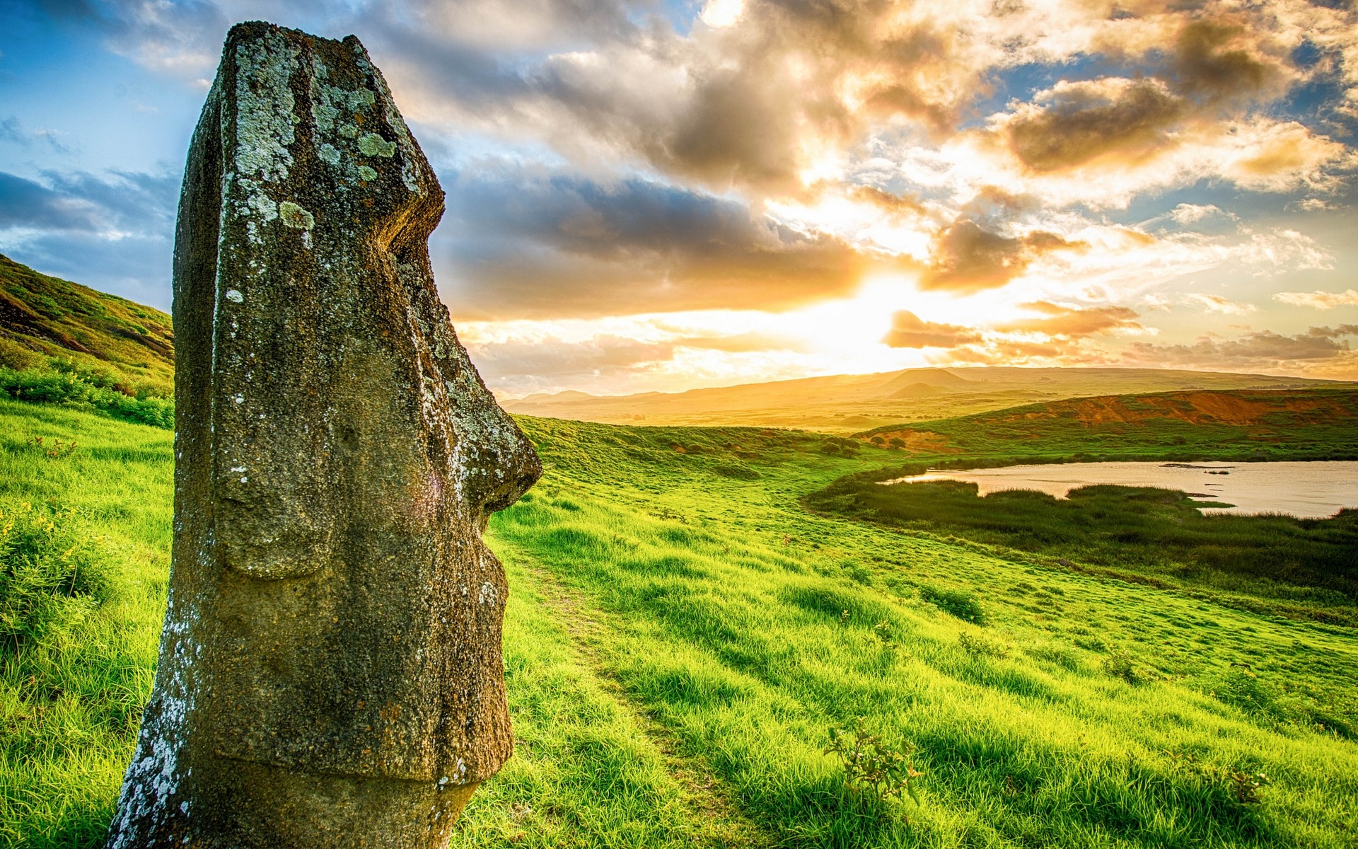 Landscape Nature Moai Rapa Nui Easter Island