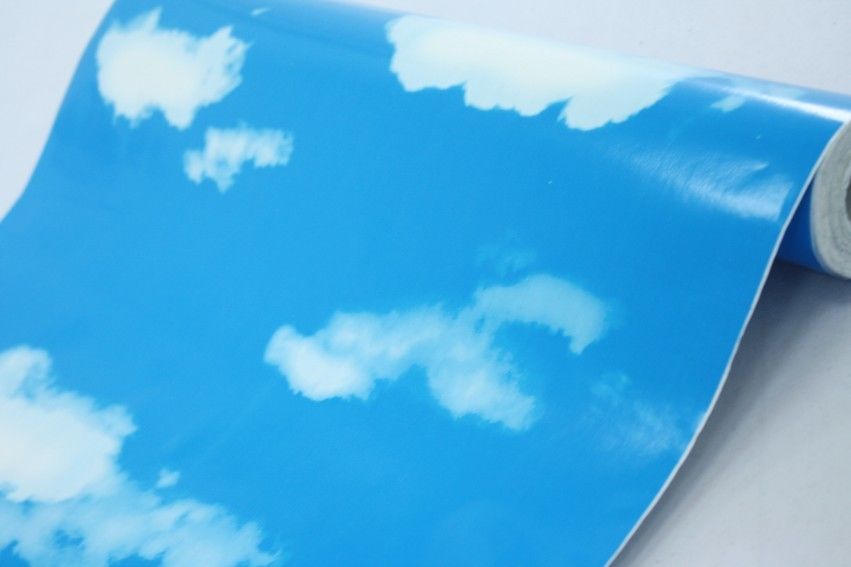 PVC Wallpaper White Clouds Blue Sky Prepasted Self adhesive Wallpaper