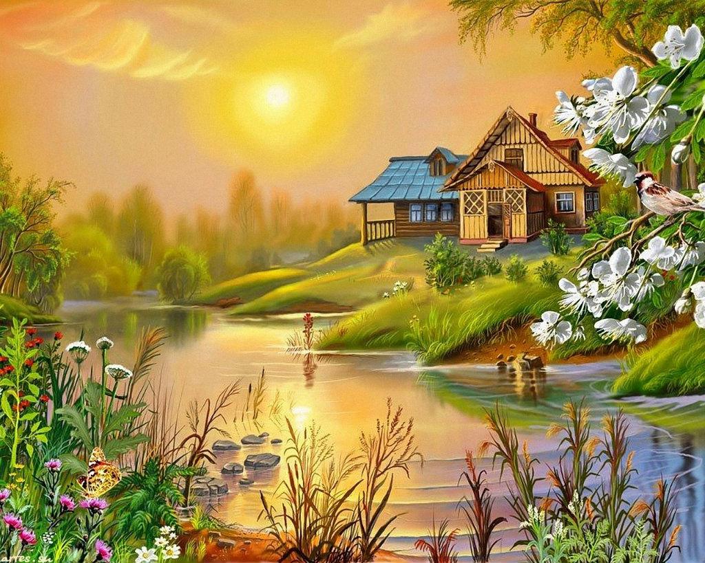 Spring Cottage Wallpaper HD