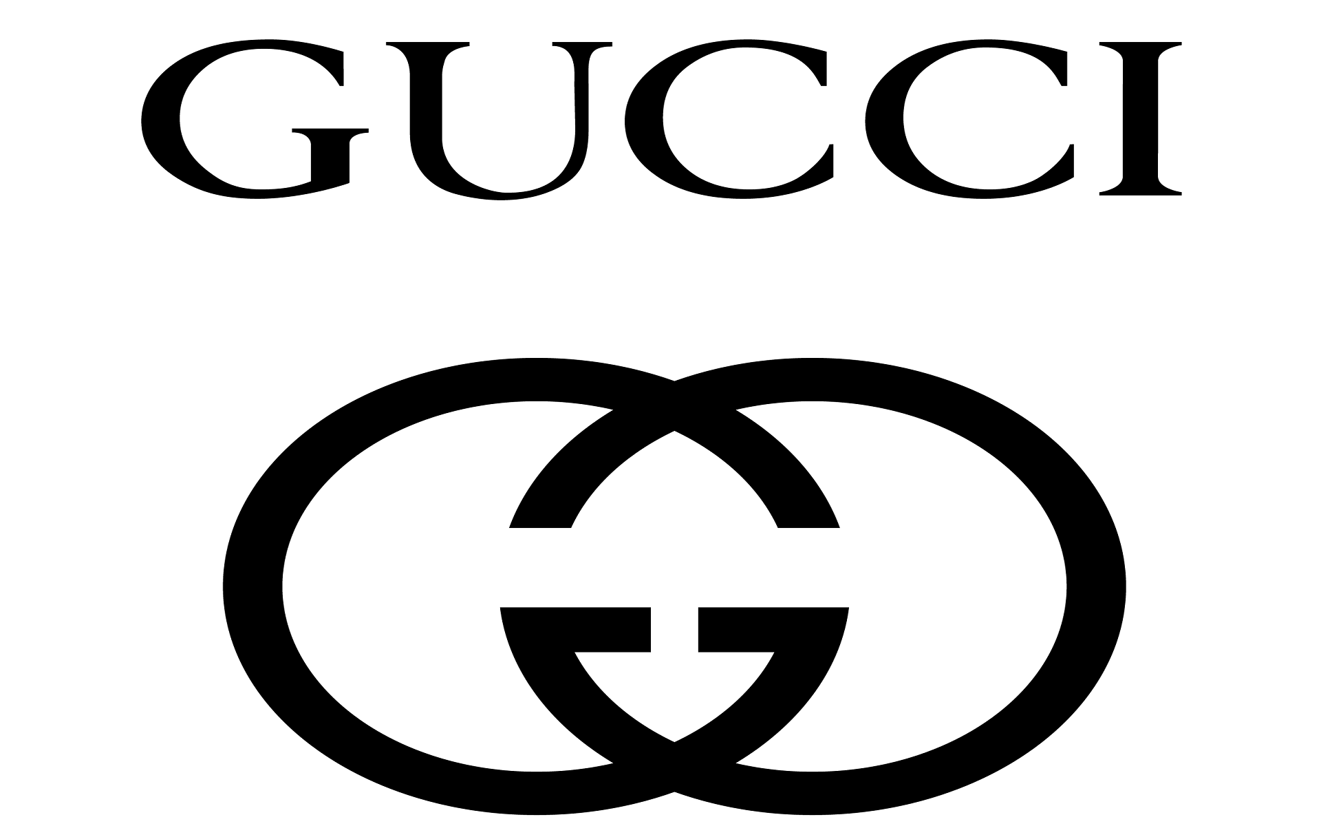 Gucci logo with interlocking G's on a white background