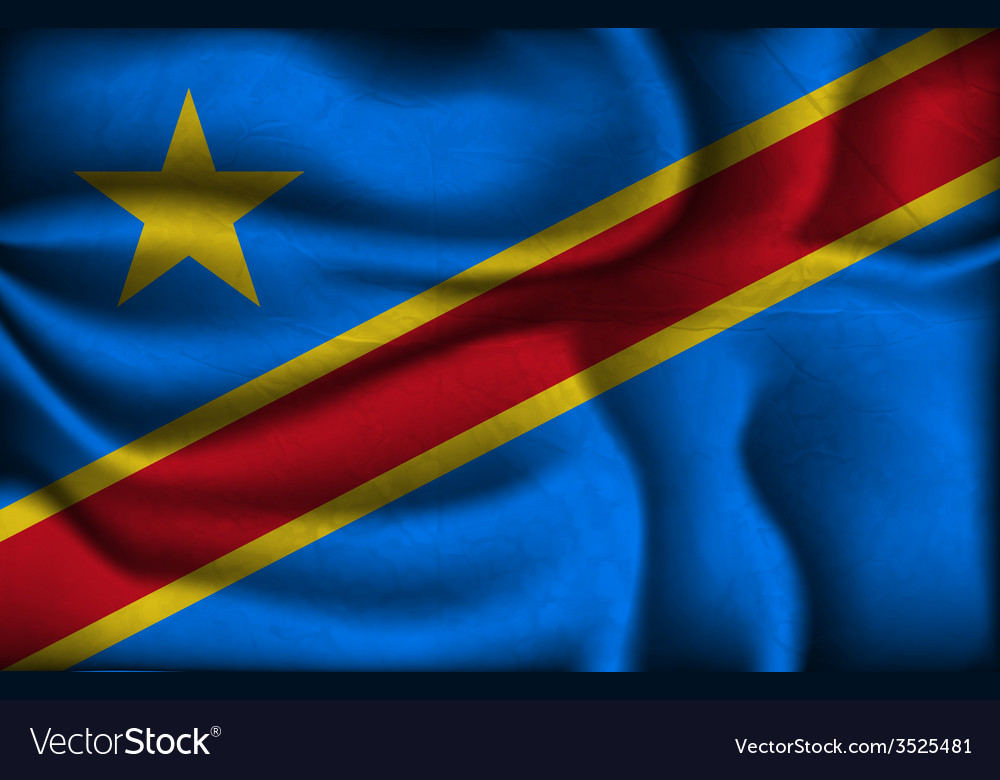 Crumpled Flag Of Congo On A Light Background Vector Image