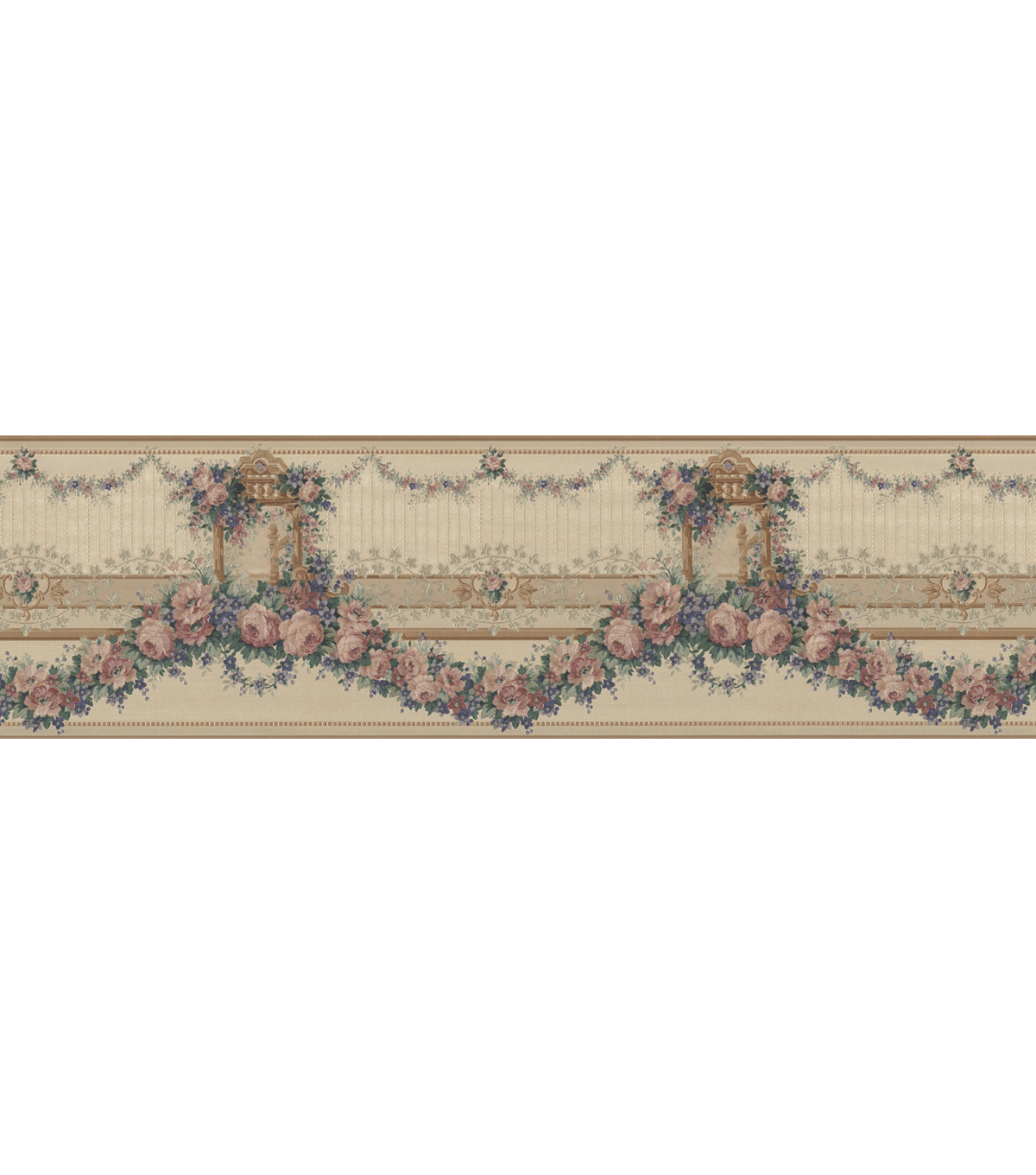 Floral Veranda Swag Wallpaper Border Bronze SampleFloral Veranda Swag