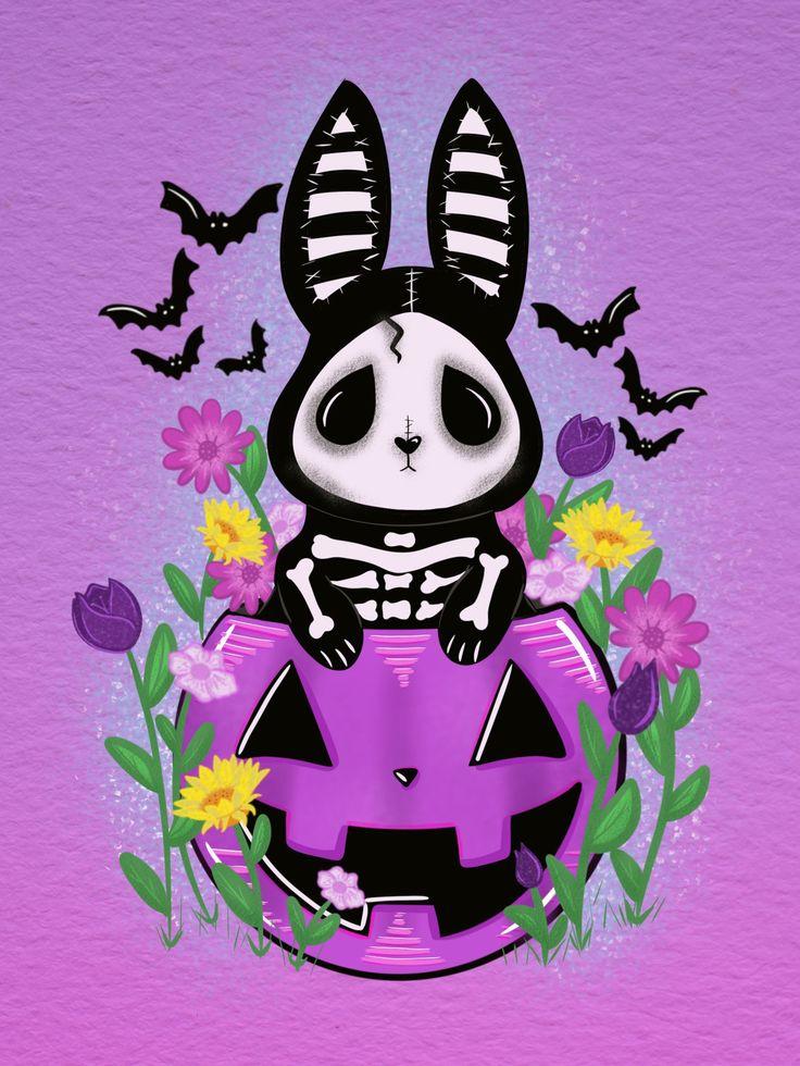 Spring Bunny Printbunny Artpumpkin Artcreepy Cute Wall Etsy