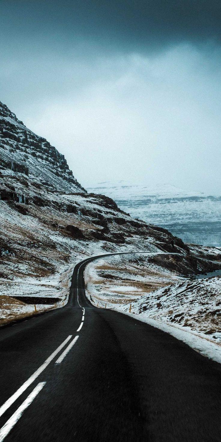 Winter Iceland Road iPhone Wallpaper