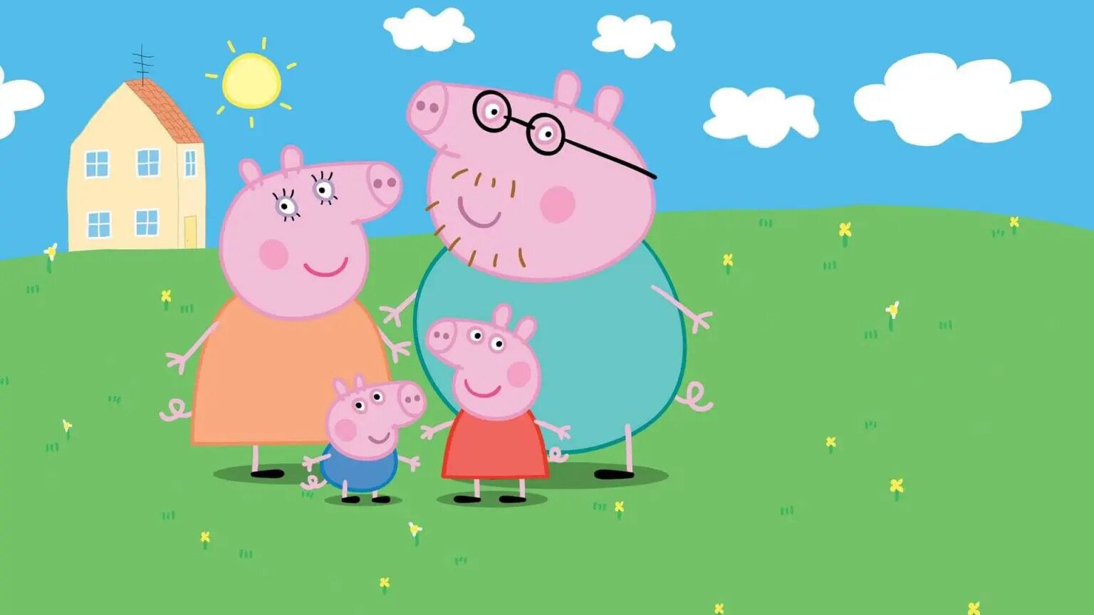 Peppa Pig Family in Front of Their House