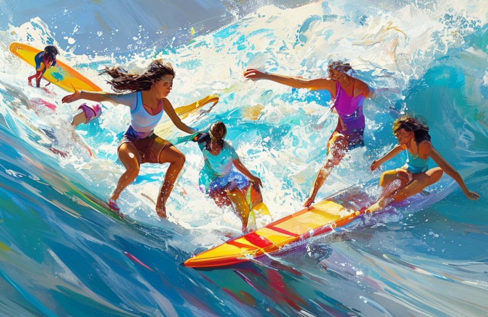 Girls Surfing Wallpaper