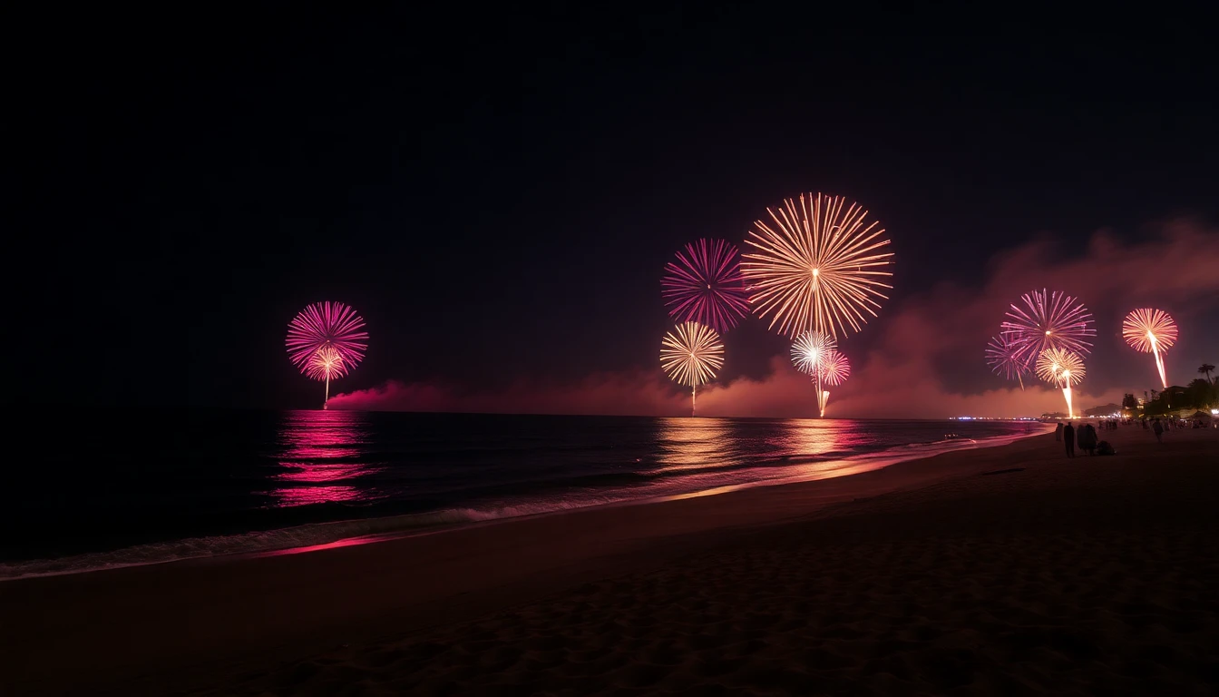 Fireworks Beach Wallpaper