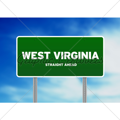 Green West Virginia Usa Highway Sign On Cloud