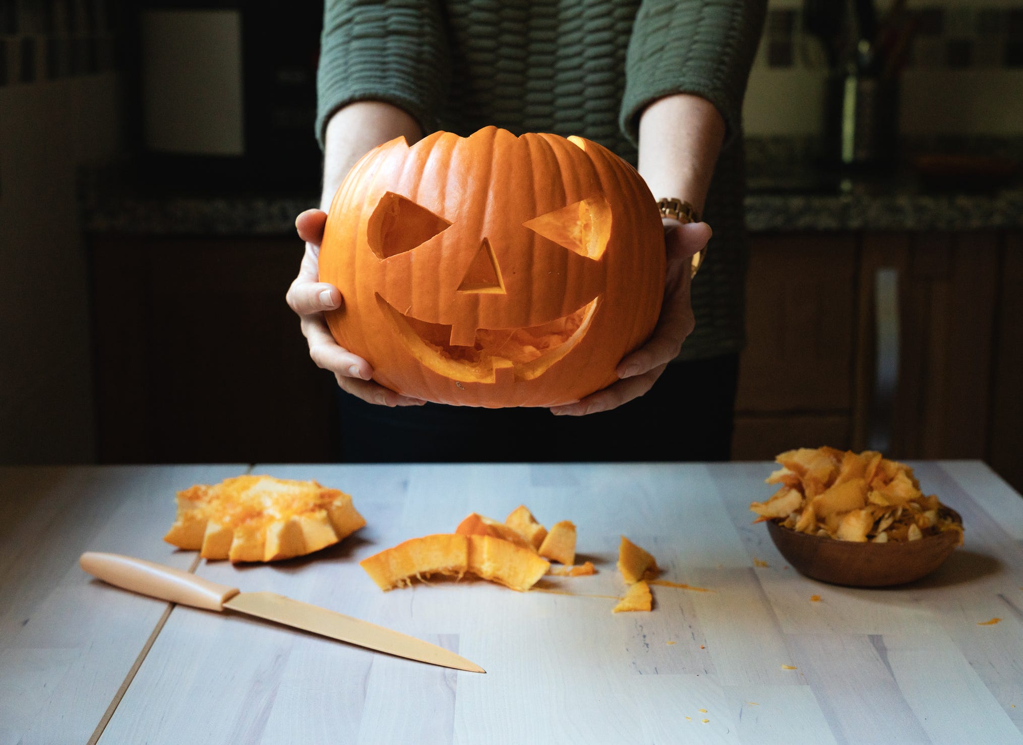 Carved Pumpkin Faces Wallpaper