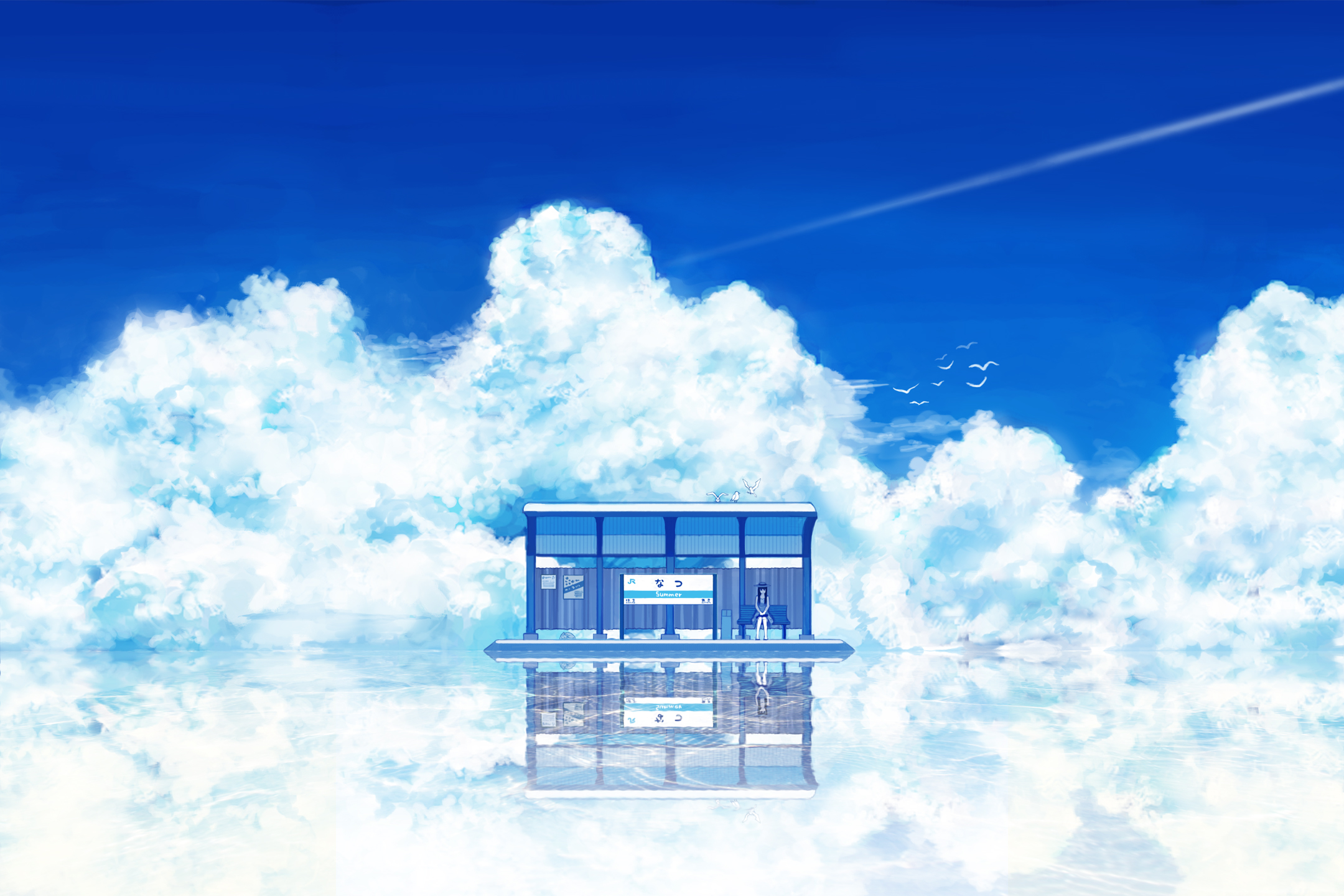 Blue Anime Scenery Wallpaper 4k