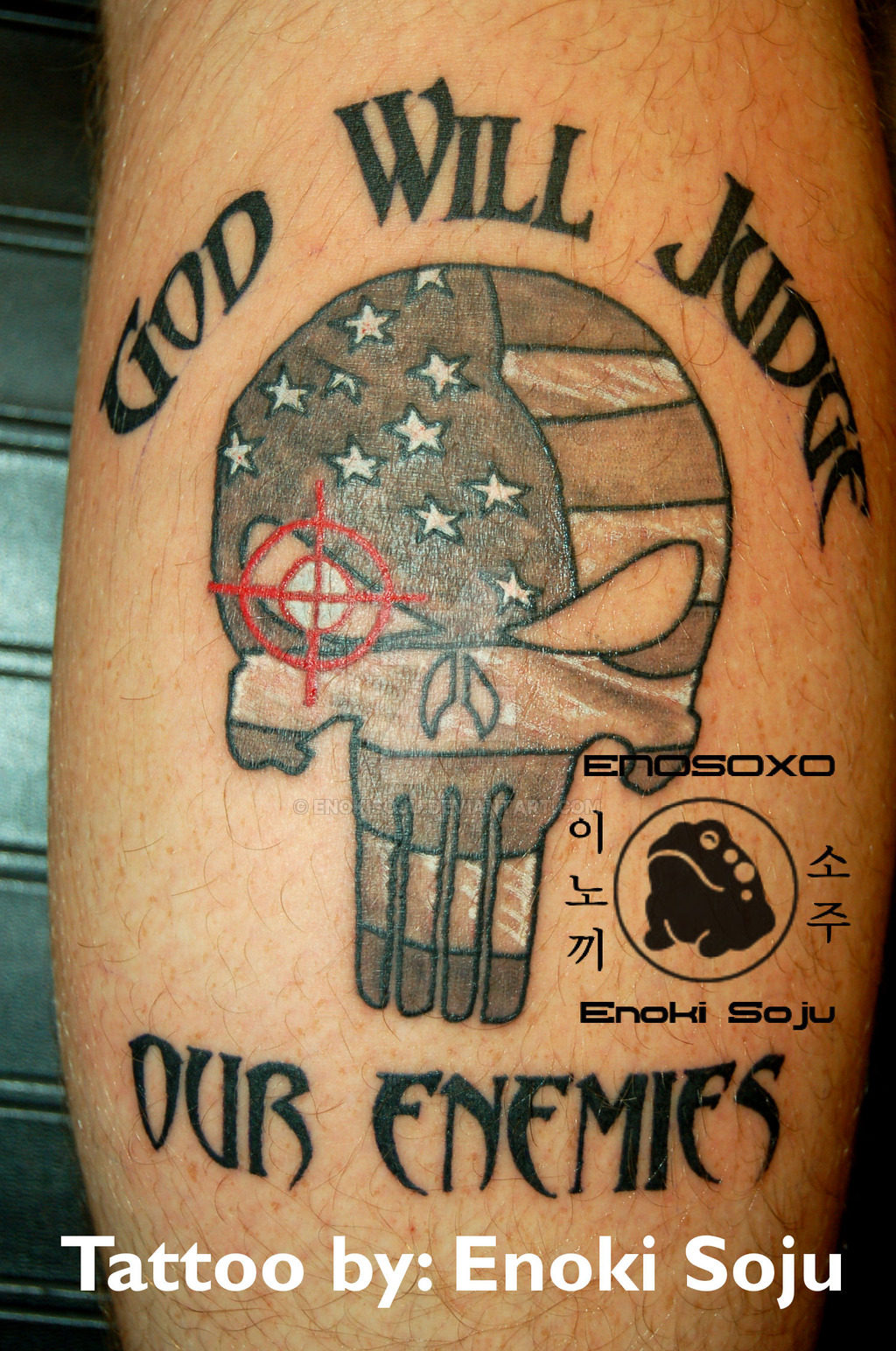 Custom Punisher Skull American Flag Tattoo by enokisoju on