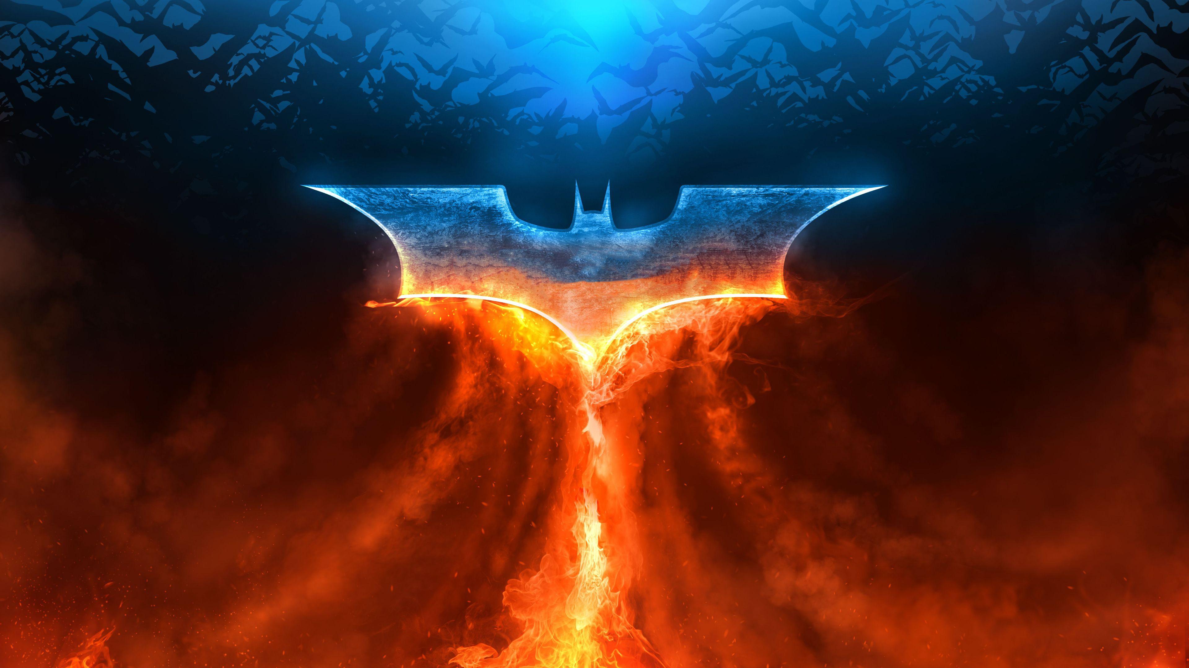 Batman Fire Rise Logo 4k Superheroes Wallpaper