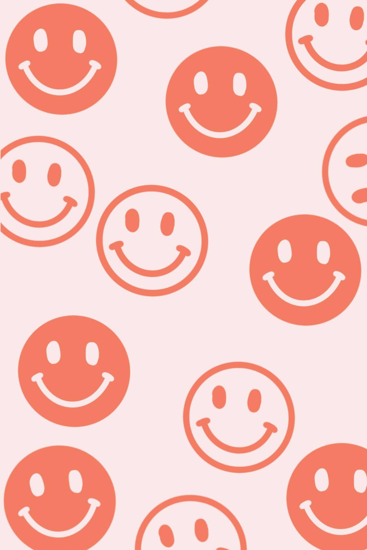 Download Preppy Smiley Face Orange Pattern Wallpaper