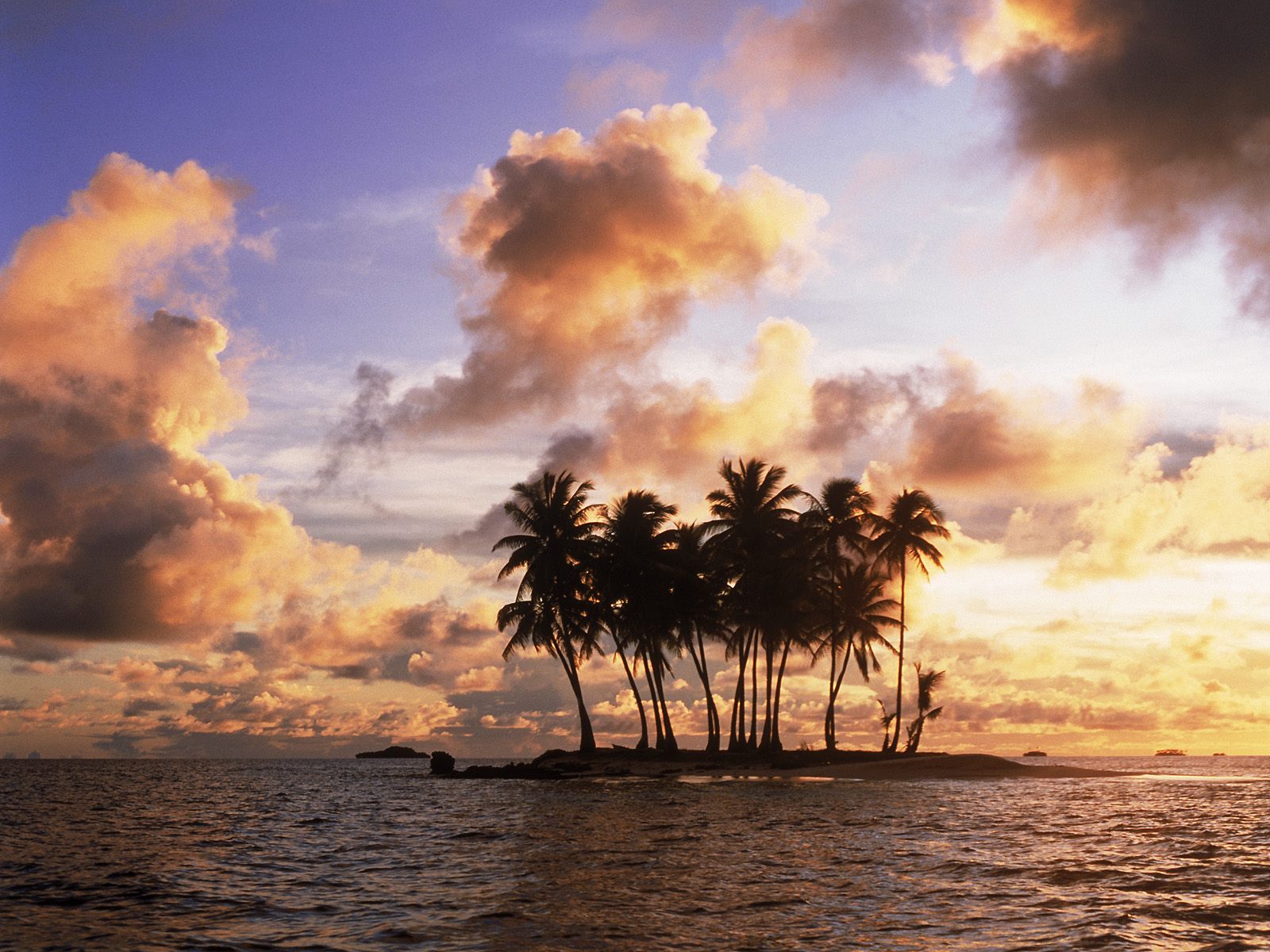Truk Micronesia Postcard Island Sunset Wallpaper