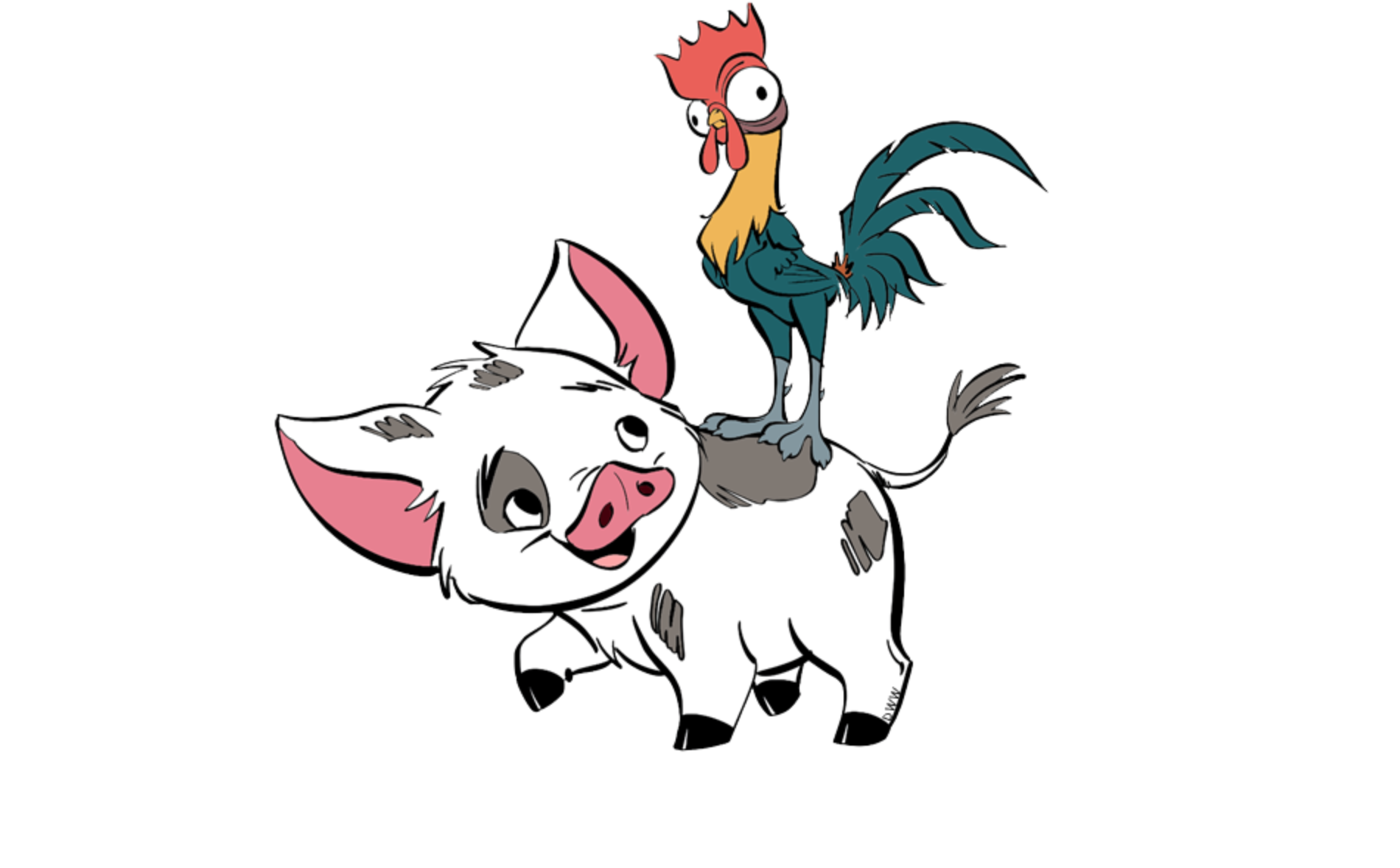Pua And Heihei Moana S Pet Pig Rooster Disney Drawings