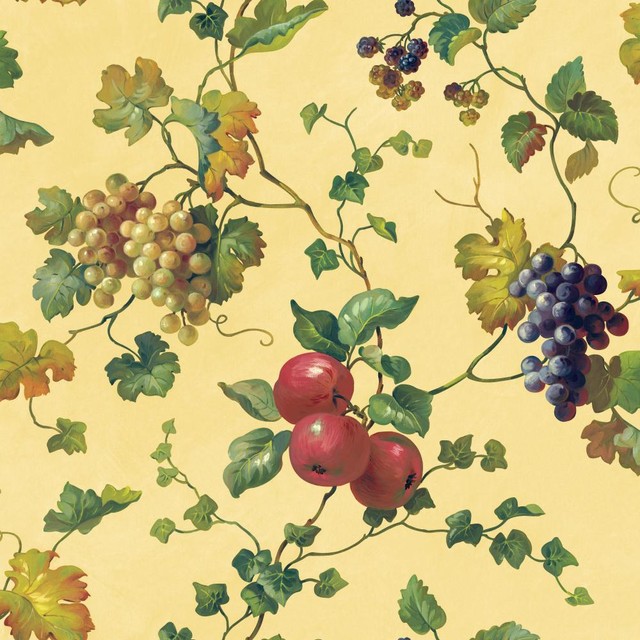 Kh7092 Fruit Leaves Wallpaper Traditional By The