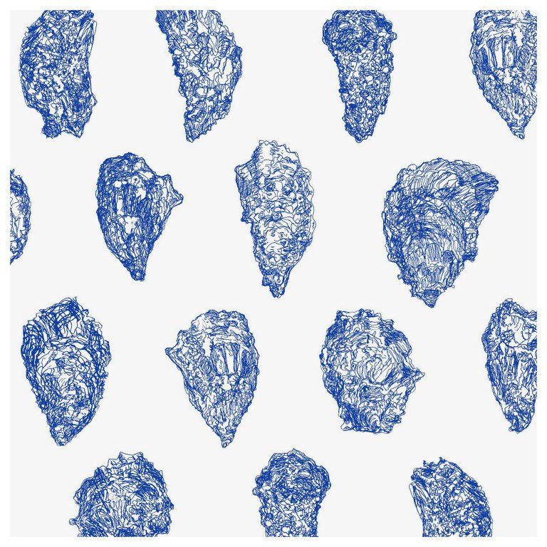 Oysters Wallpaper China Blue On Smooth Paper