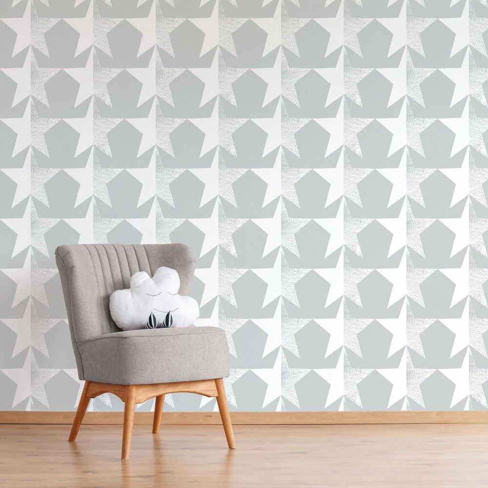 🔥 Download Peel Stick Wallpaper Stamped Stars Gray Cloud Island Grey by ...