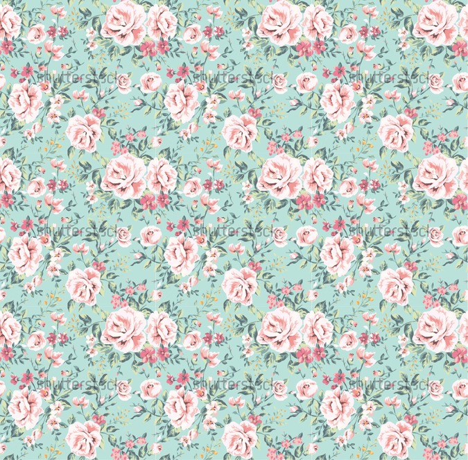  Example image of Seamless vintage flower pattern on navy background