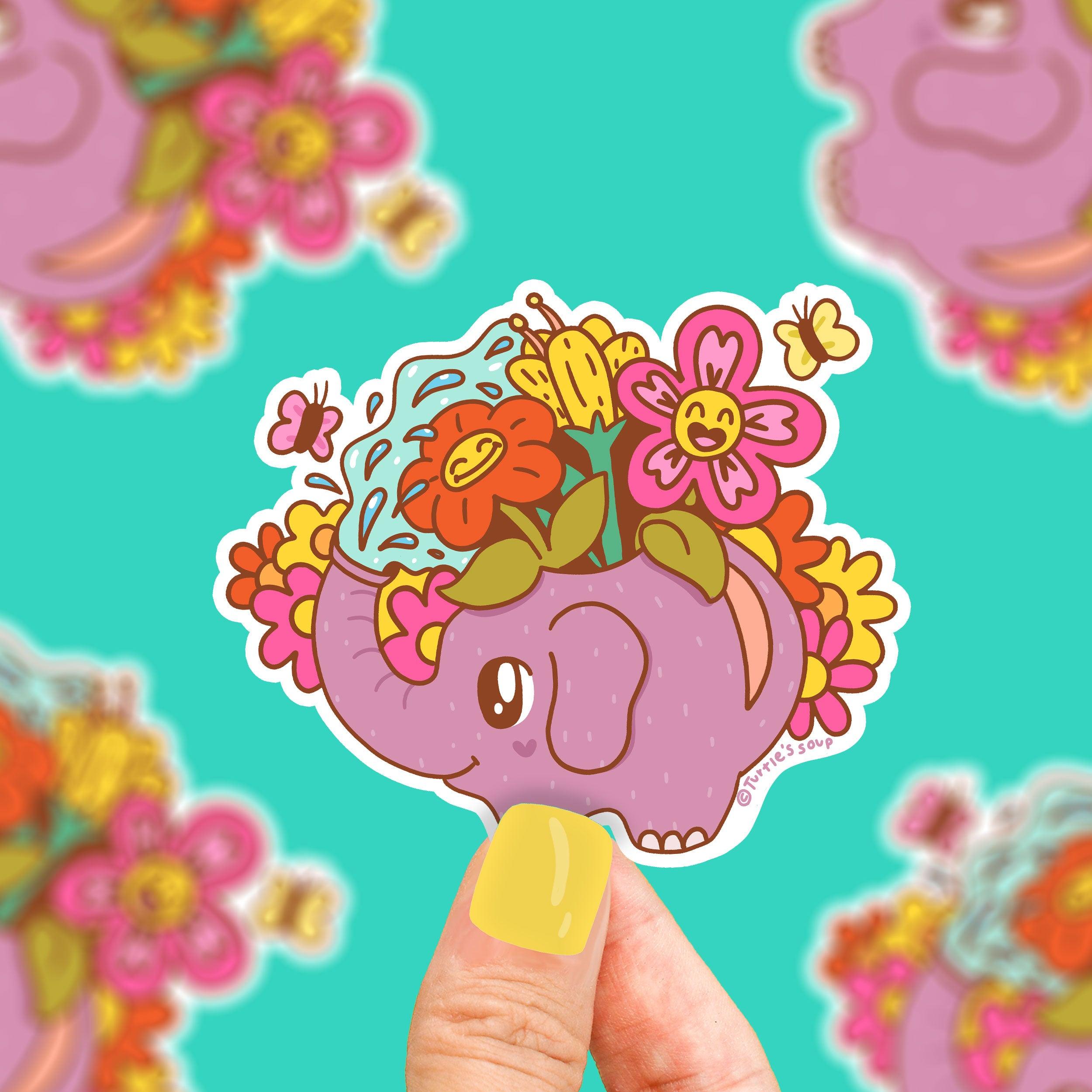 Elephant Watering Can Vinyl Sticker Turtles Soup
