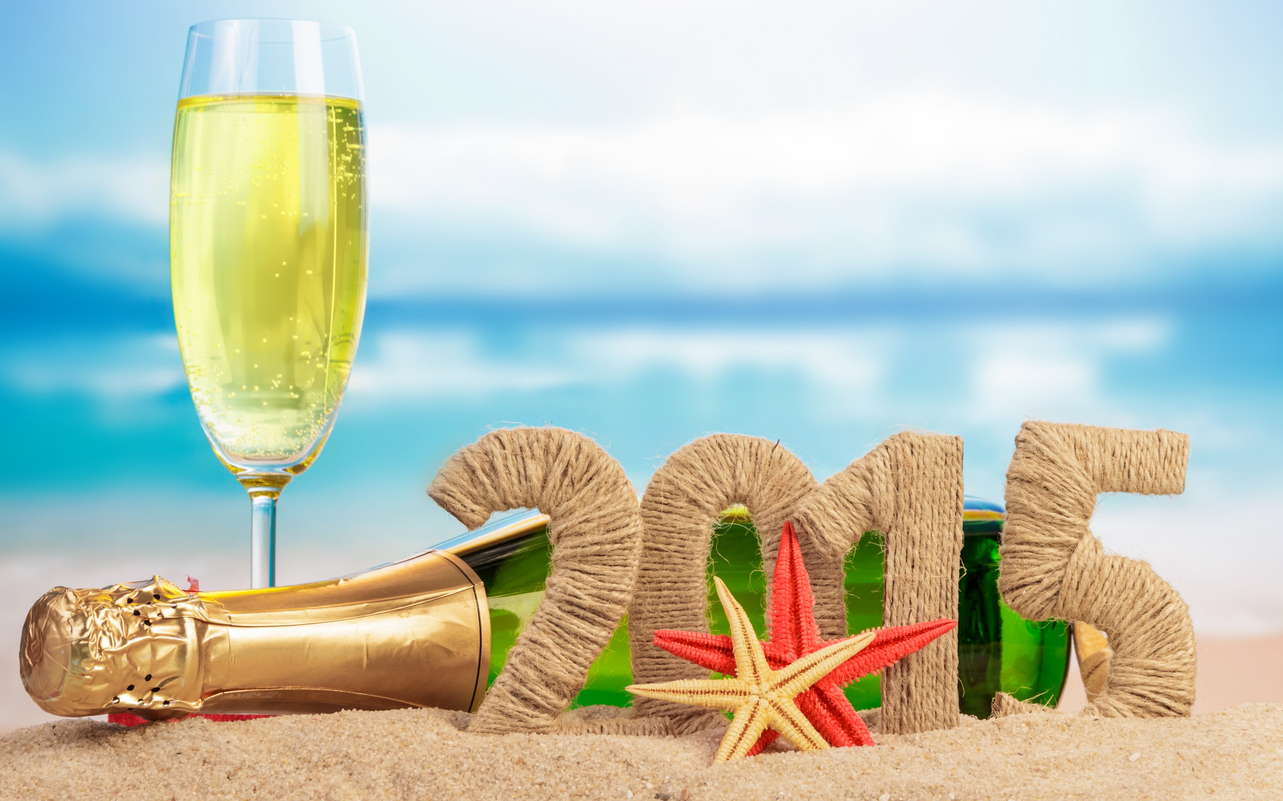 Drink And Sand Beach Happy New Year Wallpaper Desktop