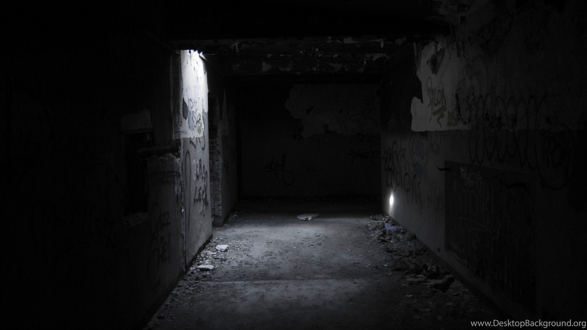 Dark Scary Monochrome Tunnel Wallpaper Desktop Background