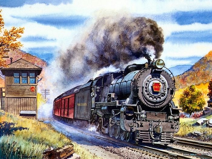 Art Train Journeys Steam Painting By Howard Fogg