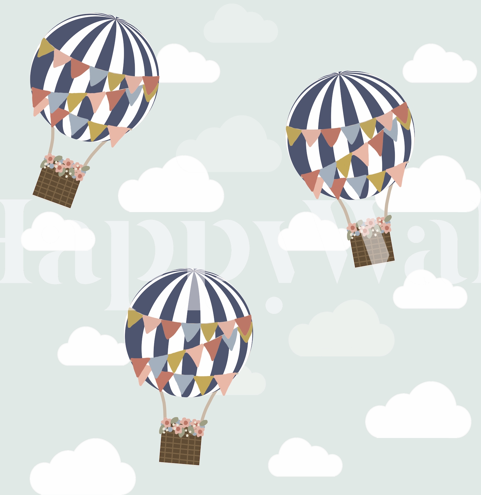 Floral Hot Air Balloon Wallpaper