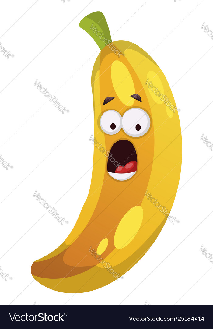 Surprised Banana On White Background Royalty Vector