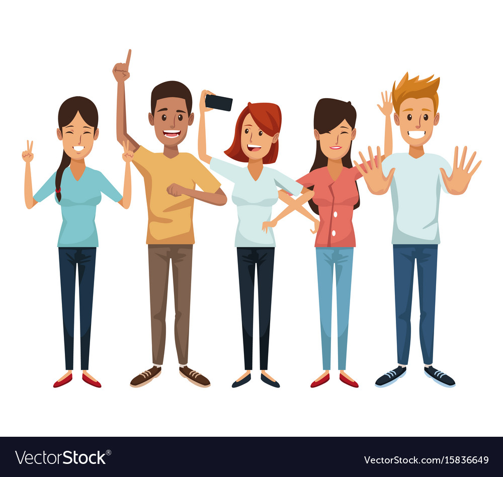 White Background With Colorful Group Friendship Vector Image