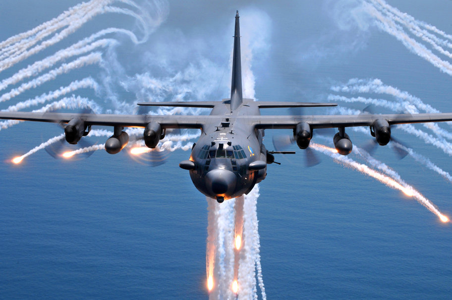 Ac 130h Spectre Jettisons Flares Lockheed Wallpaper