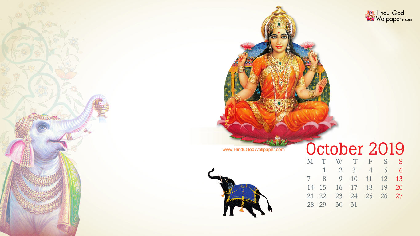 October 2019 Calendar Wallpaper for Desktop Background Download 1366x768